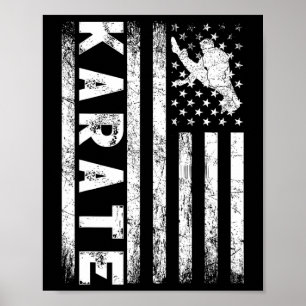 American Flag Karate Vintage 4th July Novelty  Poster