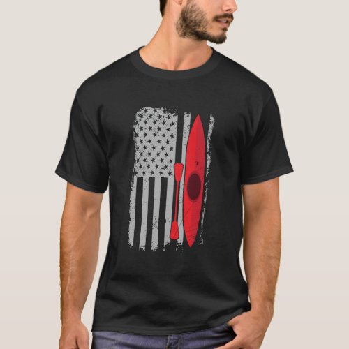 American Flag Kayak Distressed Usa Outrigger Canoe T_Shirt