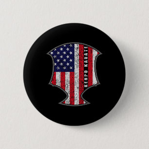 American Flag Kenpo Karate Fighter Patriotic Novel Button