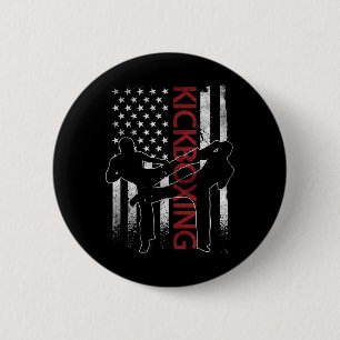 American Flag Kickboxing Apparel Us Flag Kickboxer Button