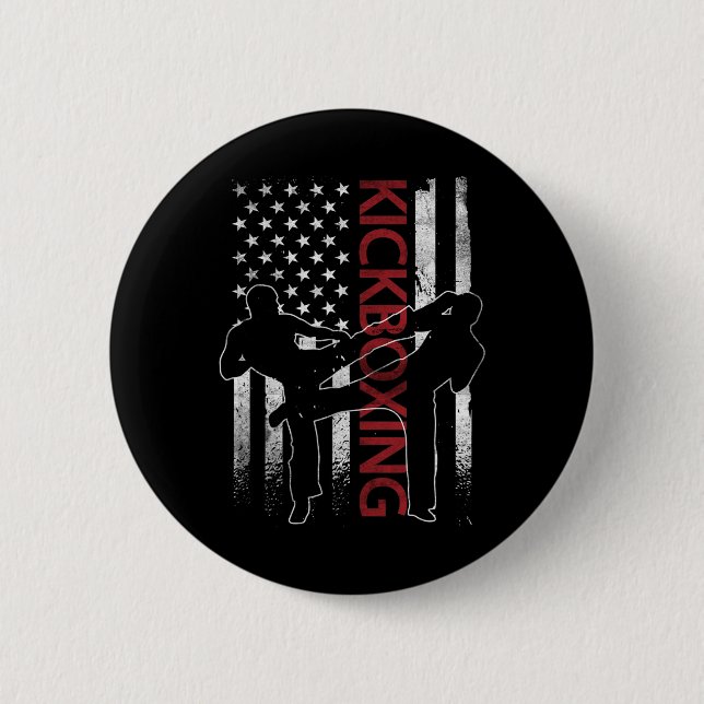 American Flag Kickboxing Apparel Us Flag Kickboxer Button (Front)
