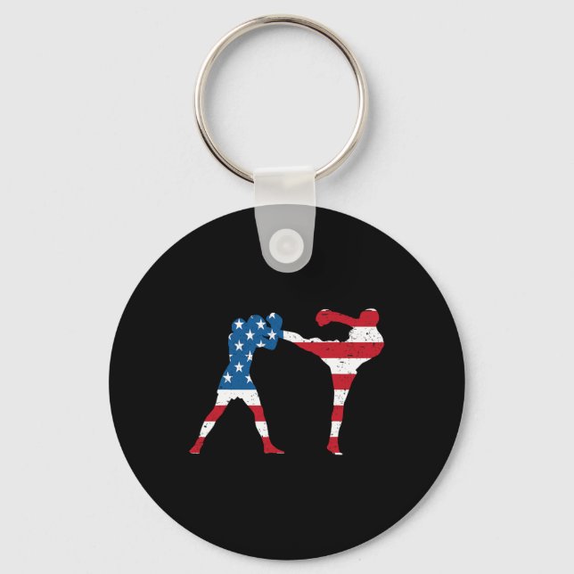 American Flag Kickboxing  Keychain (Front)
