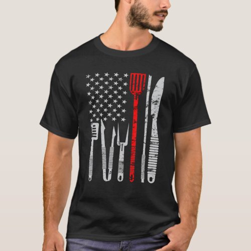 American Flag Knives Chef Culinary School Cooking T_Shirt