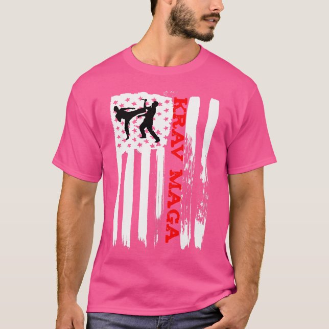 American Flag Krav Maga Mma Tshirt Israeli Martial (Front)