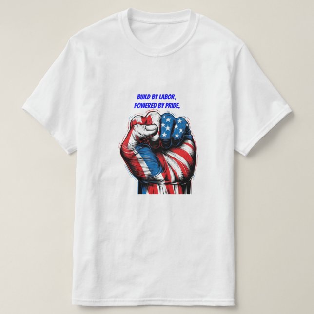 American Flag Labor Day in Red white Blue T-Shirt (Design Front)