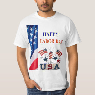 American Flag Labor Day in Red white Blue T-Shirt