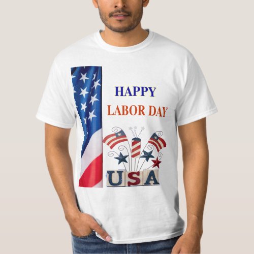 American Flag Labor Day in Red white Blue T_Shirt