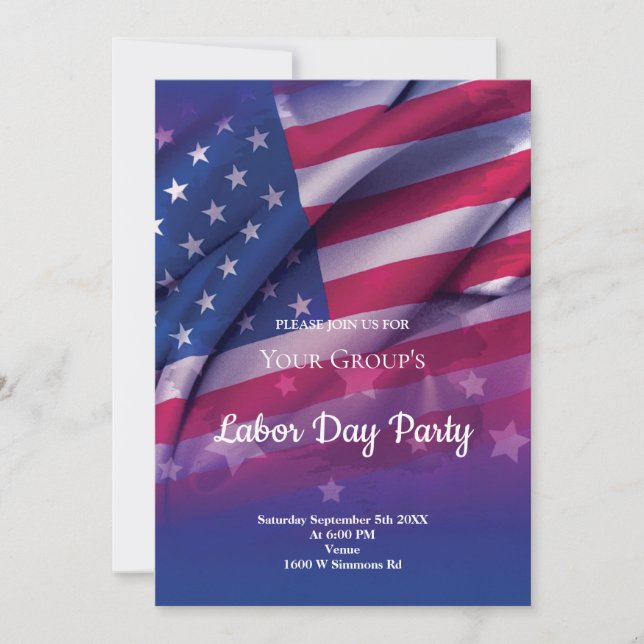 American Flag Labor Day Party Invitation (Front)