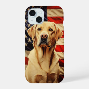American Flag Labrador iPhone 15 Case