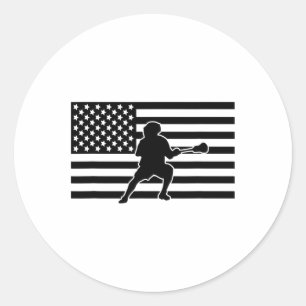 American Flag Lacrosse Apparel - Lacrosse Classic Round Sticker