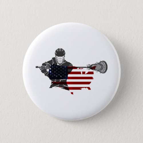 American Flag Lacrosse Player stick Unlimited Button