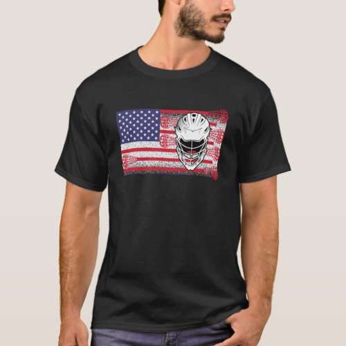 American flag lacrosse unlimited lax players  T_Shirt