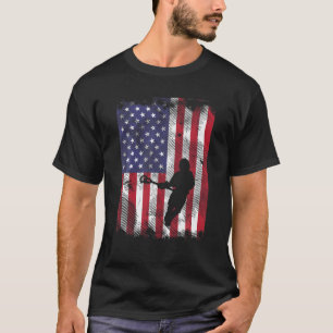 American Flag Lacrosse Vintage Lax Patriotic Men W T-Shirt
