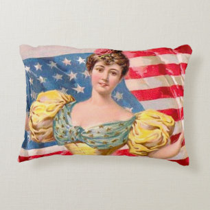 American Flag Lady Liberty Independence Accent Pillow