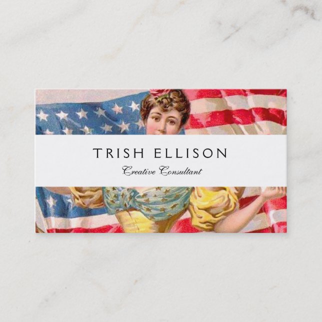 American Flag Lady Liberty Independence  Business Card (Front)