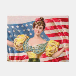 American Flag Lady Liberty Independence Doormat