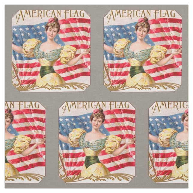 American Flag Lady Liberty Independence  Fabric (Swatch)