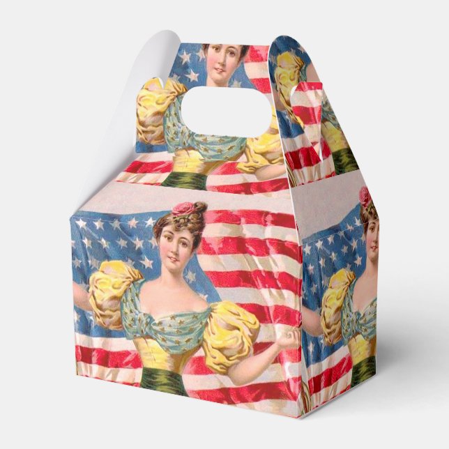 American Flag Lady Liberty Independence  Favor Boxes (Front Side)