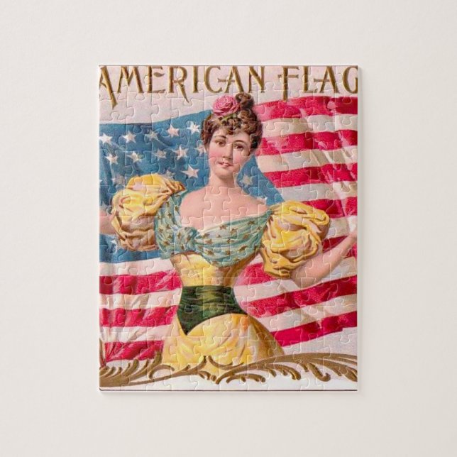 American Flag Lady Liberty Independence  Jigsaw Puzzle (Vertical)