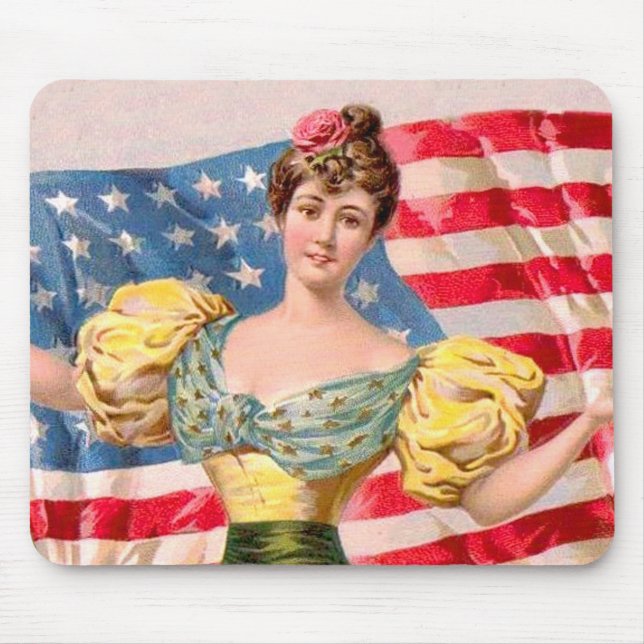 American Flag Lady Liberty Independence  Mouse Pad (Front)