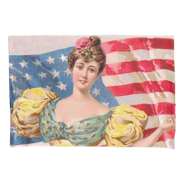 American Flag Lady Liberty Independence  Pillow Case (Front)