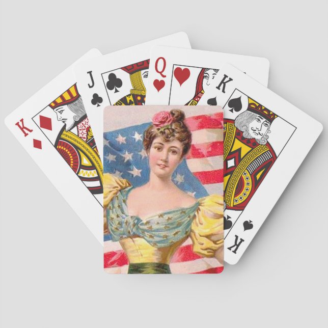 American Flag Lady Liberty Independence  Poker Cards (Back)