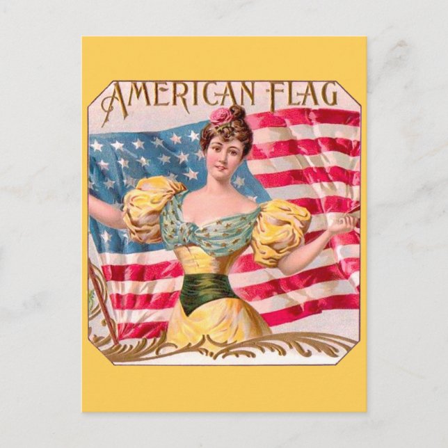 American Flag Lady Liberty Independence  Postcard (Front)