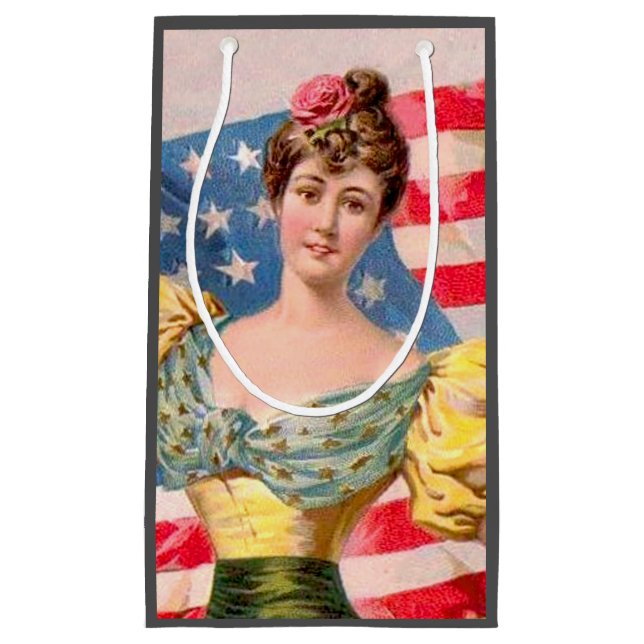 American Flag Lady Liberty Independence  Small Gift Bag (Front)
