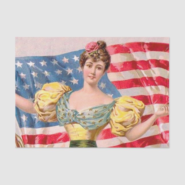 American Flag Lady Liberty Independence  Tissue Paper (Front)