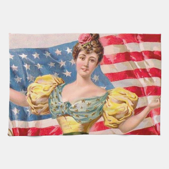 American Flag Lady Liberty Independence  Towel (Horizontal)