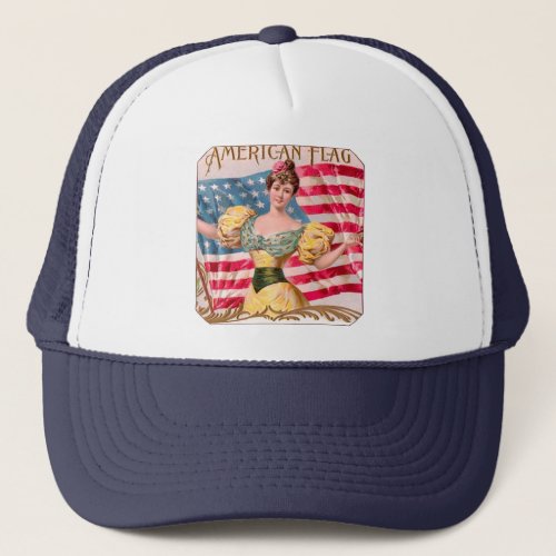 American Flag Lady Liberty Independence  Trucker Hat