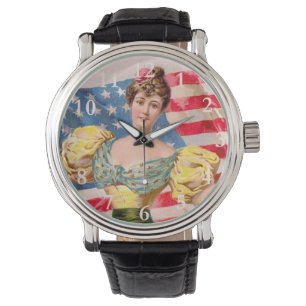 American Flag Lady Liberty Independence Watch