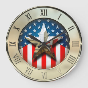 American Flag Large Clock