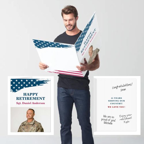 American Flag Large Retirement Card