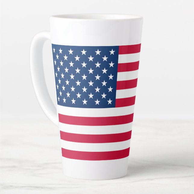 American Flag Latte Mug (Left Angle)