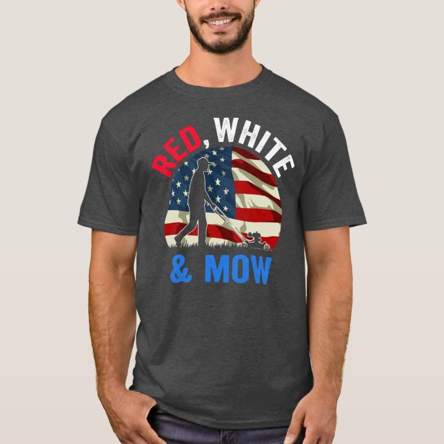 American Flag Lawn Mowing 4th Of July Lawn Mower T-Shirt (Front)