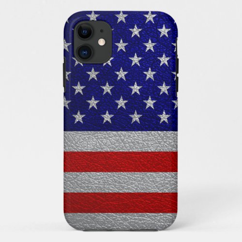 American Flag Leather 2 iPhone 11 Case