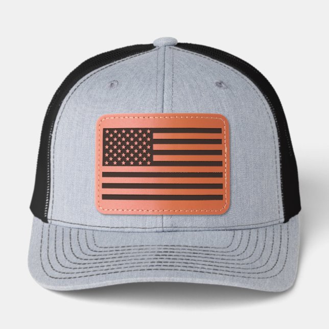 American Flag Leather Patch Hat (Front)