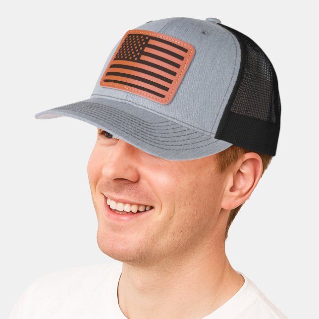 American Flag Leather Patch Hat (Male)