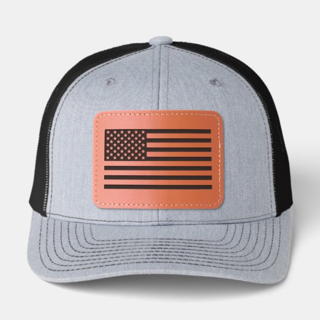 American Flag Leather Patch Hat (Front)