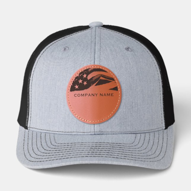 American Flag Leather Patch Hat | Custom Company (Front)