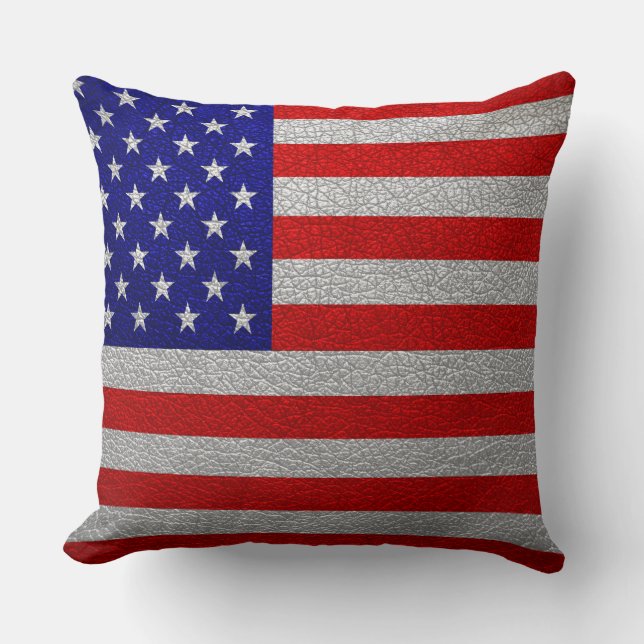 American Flag Leather Throw Pillow (Front)
