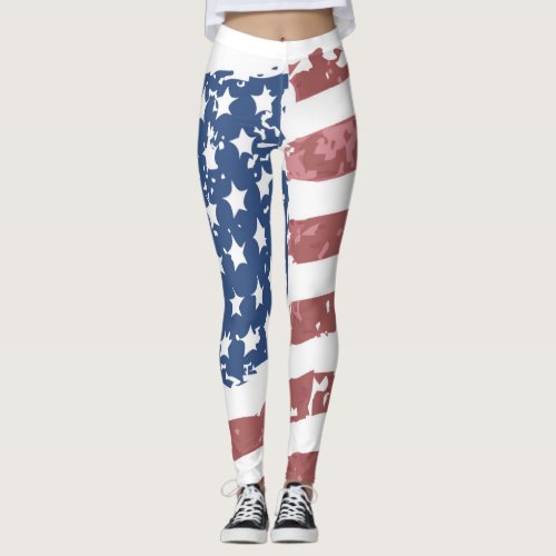 American Flag Leggings _ Distressed