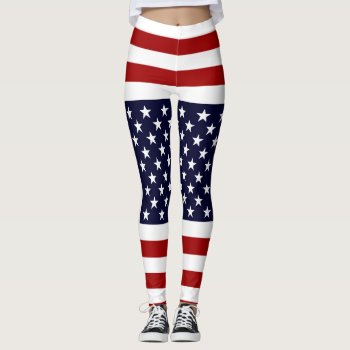 American Flag Leggings Usa Stars Stripes Patriotic by inkbrook at Zazzle