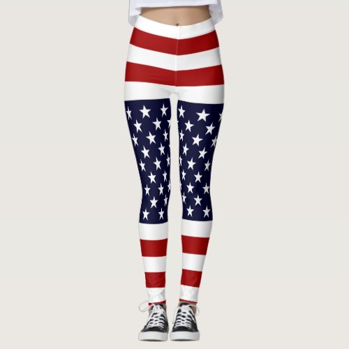 American Flag Leggings USA Stars Stripes Patriotic