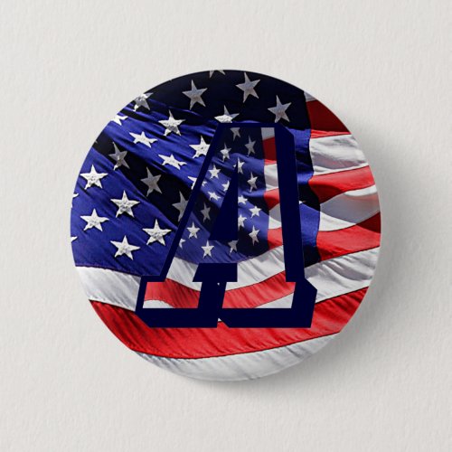 American Flag Letter A Pin_Back Button