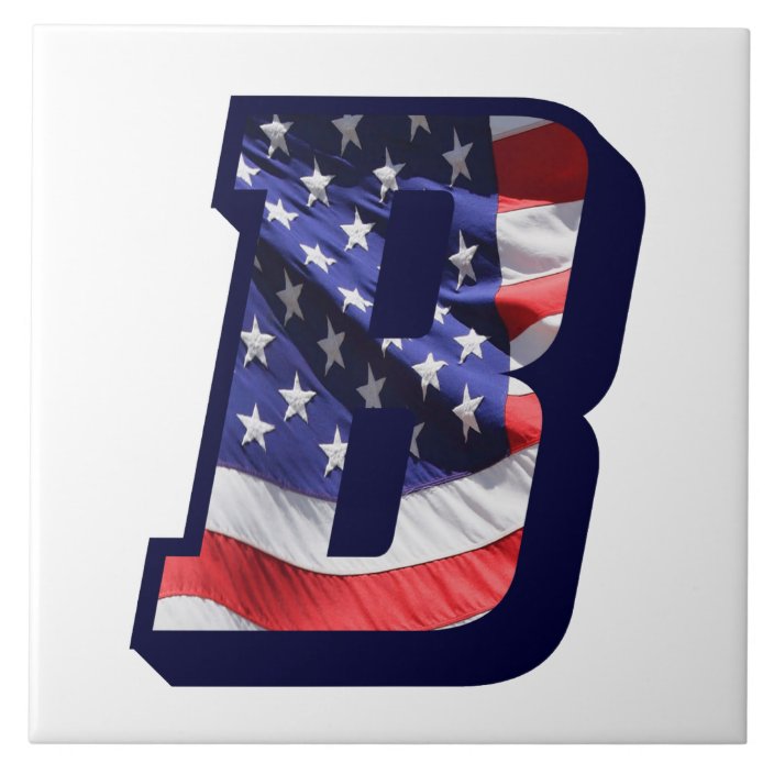 American Flag Letter "B" Large Photo Ceramic Tile | Zazzle.com