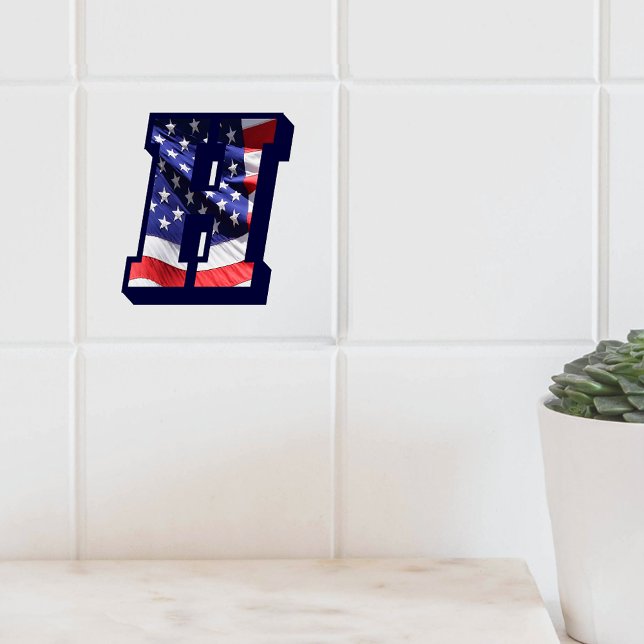 American Flag Letter "H" Large Photo Ceramic Tile (Zazzle American Flag Letter H Large Photo Ceramic Tile Cover)