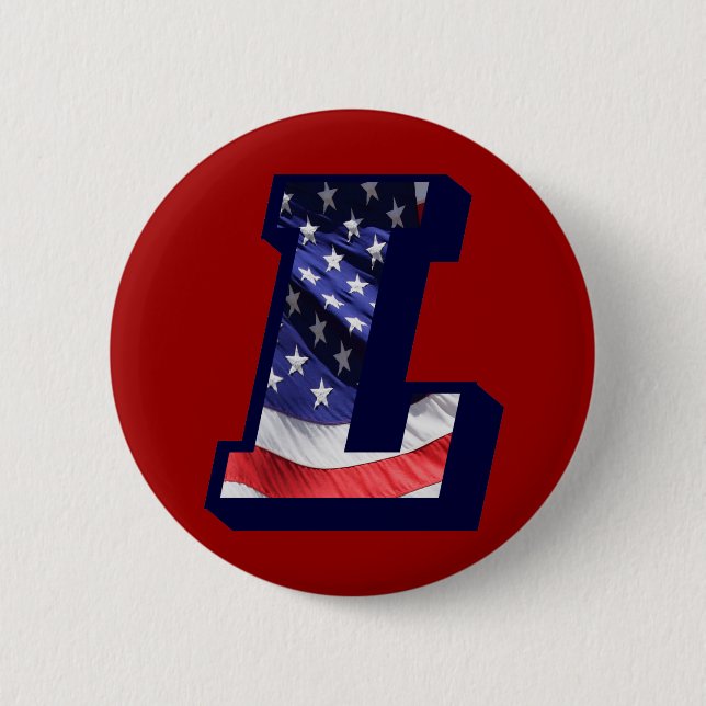 American Flag Letter "L" Button (Front)