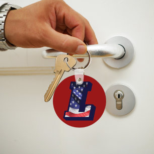 American Flag Letter "L" Keychain